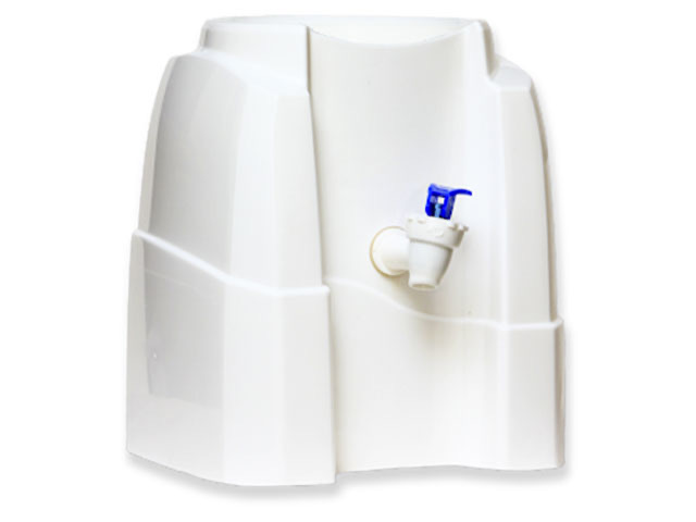 Soporte plástico blanco de sobremesa con llave